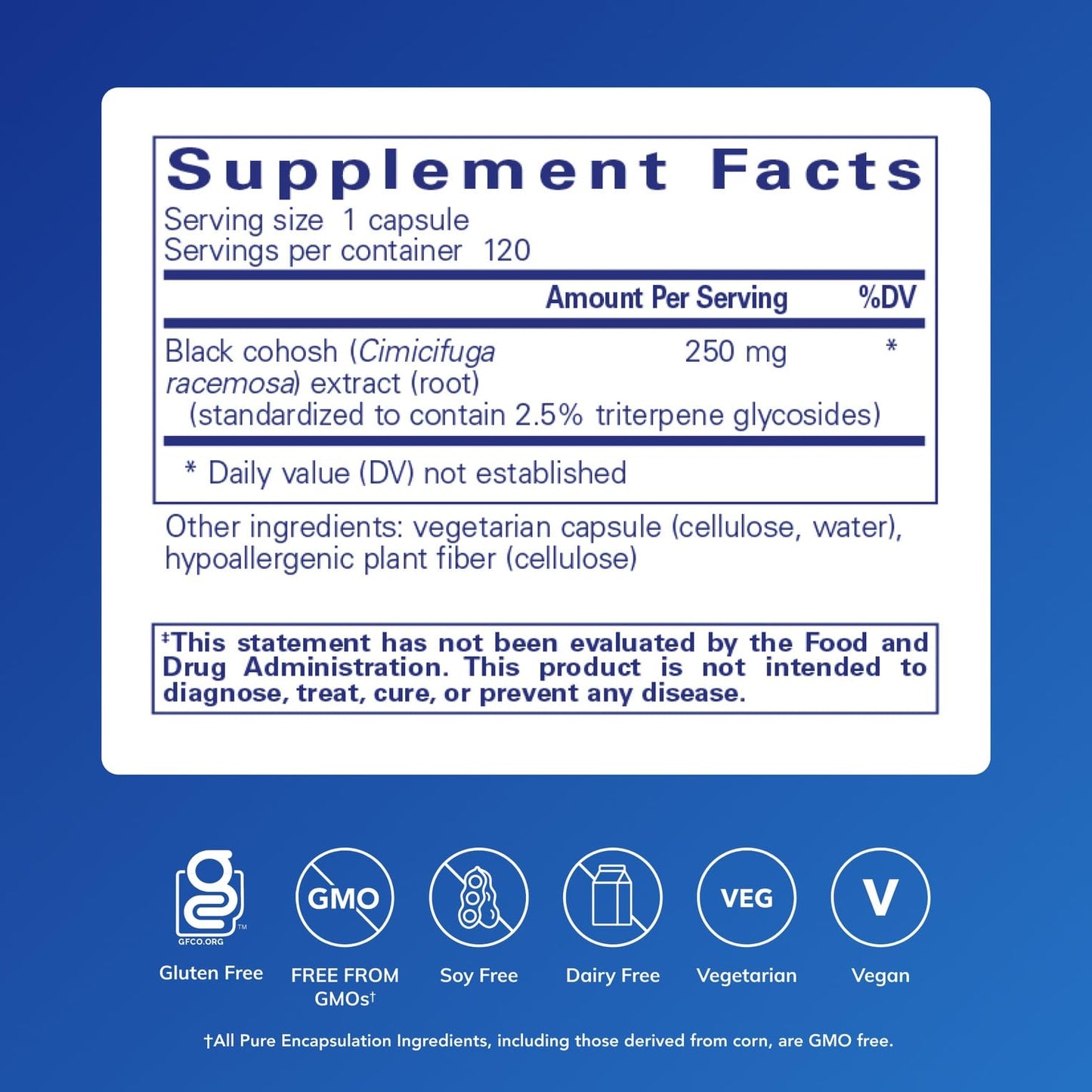 Pure Encapsulations Black Cohosh 2.5 Capsules 120
