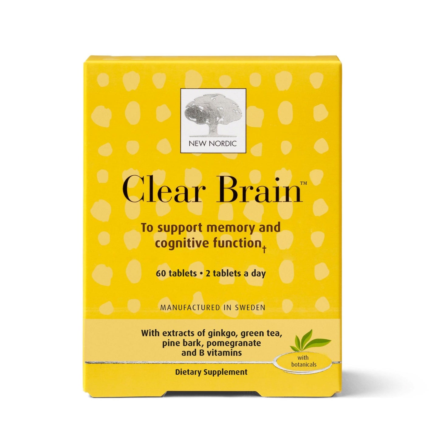 New Nordic Clear Brain Tablets, Supports Normal Cognitive Health and Memory with Green Tea and Walnut, 60 Tablets