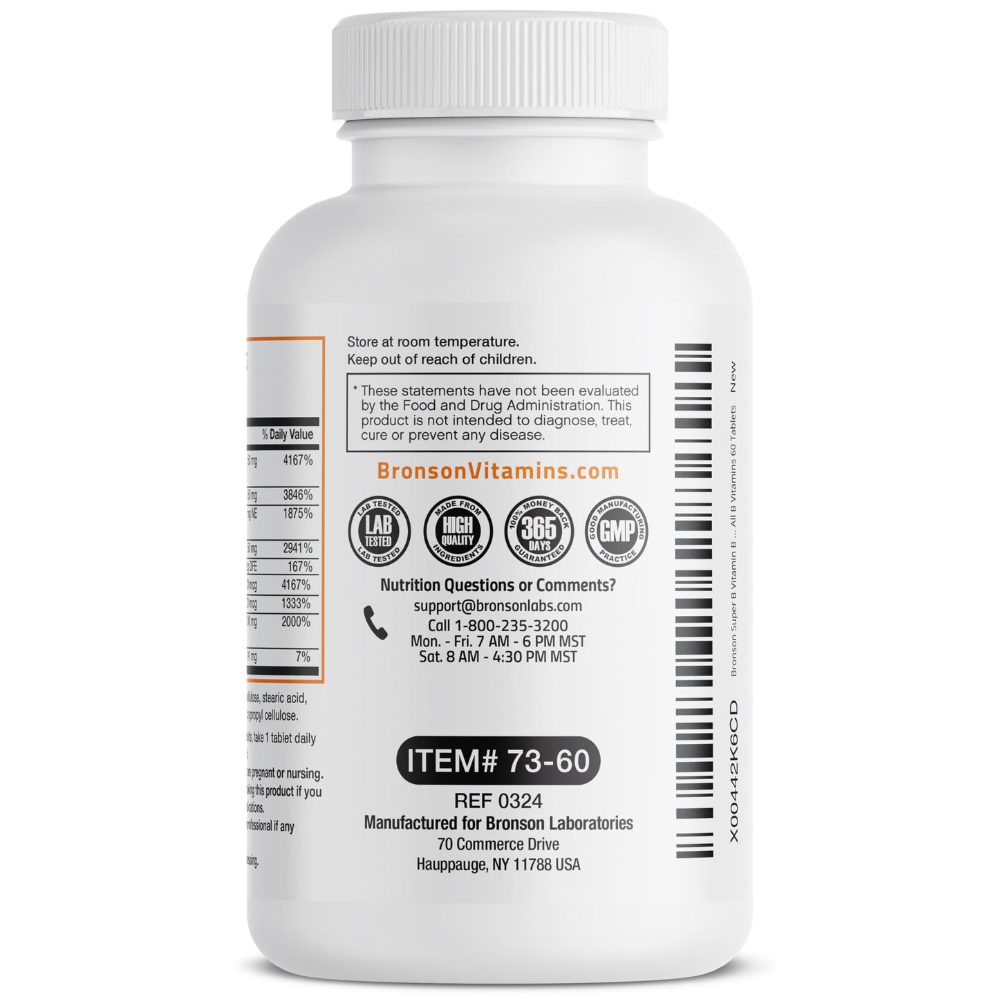 Bronson Super B Vitamin B Complex Sustained Slow Release, 60 Tablets