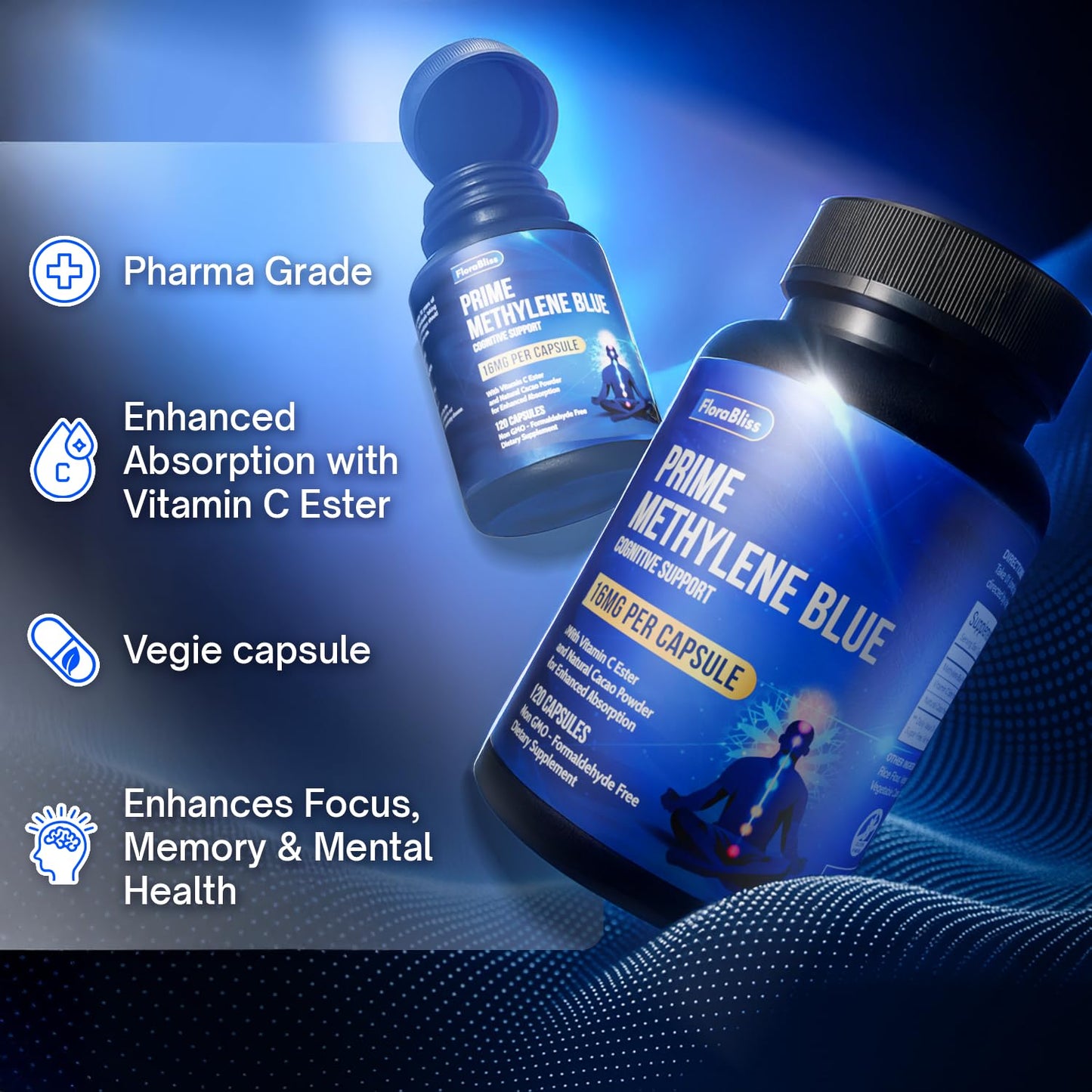 FloraBliss Methylene Blue Capsules 120 Count