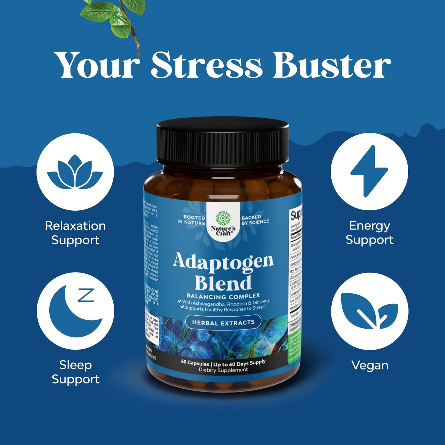 Natures Craft Herbal Adaptogen Mood Support Capsule 60 Count