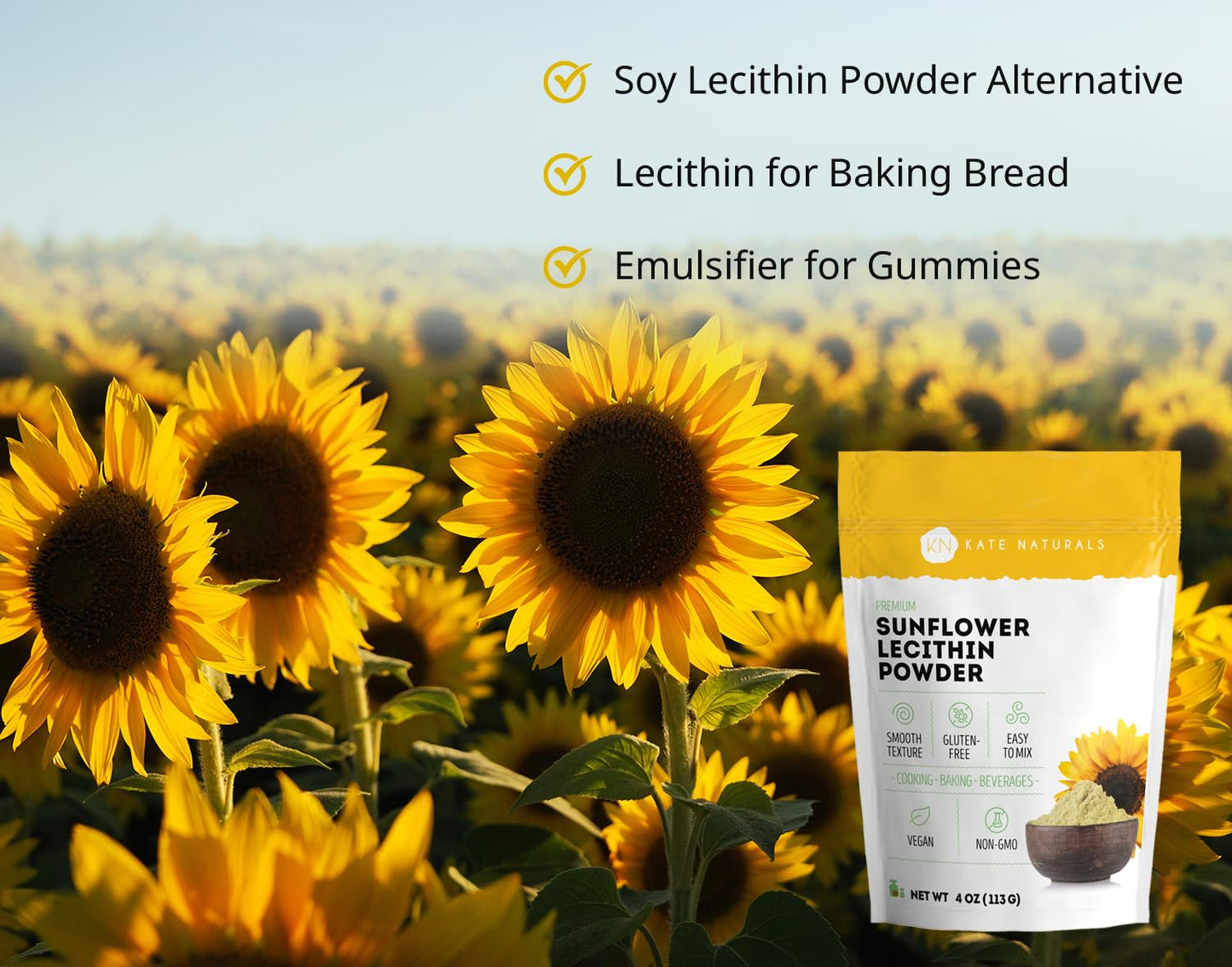 Kate Naturals Sunflower Lecithin Powder & Brewer's Yeast Bundle, 16 oz