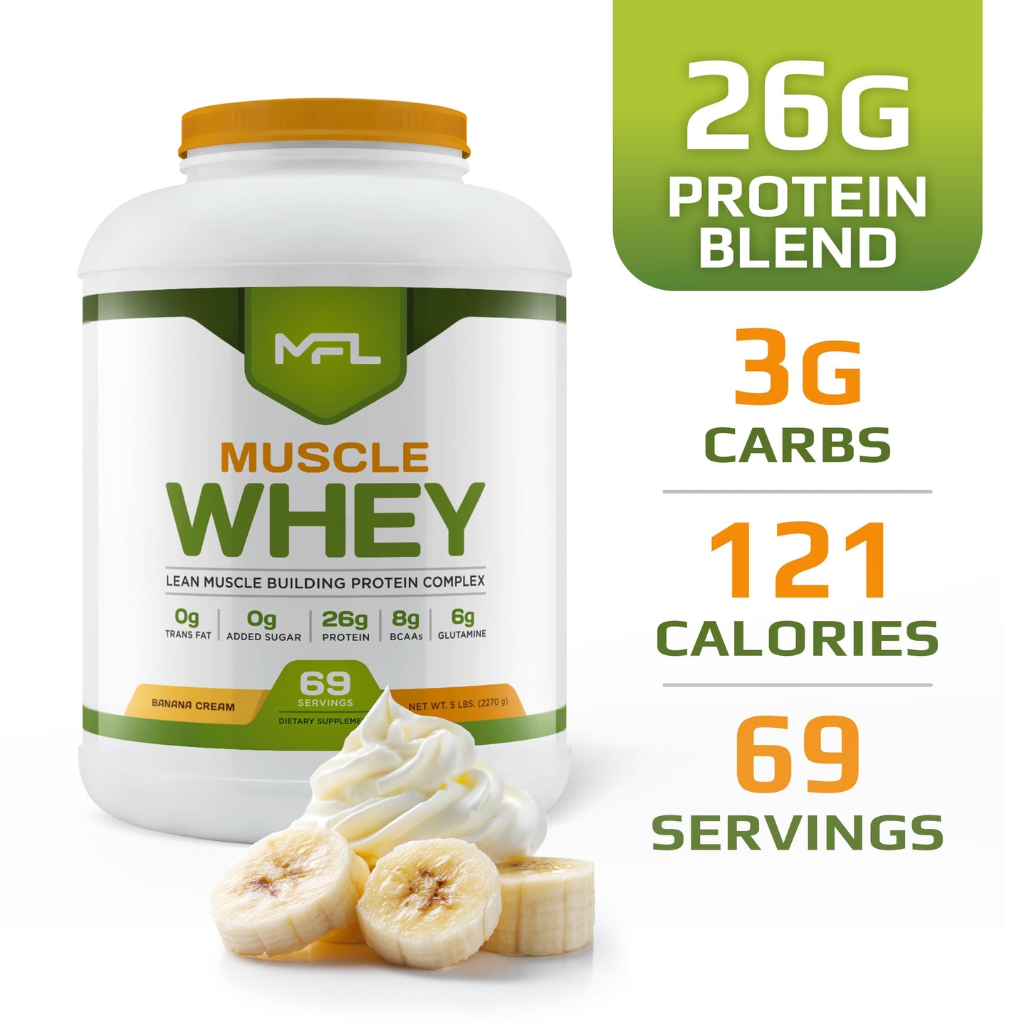 Muscle Food Labs MFL Muscle Whey Protein Powder, 80 Servings