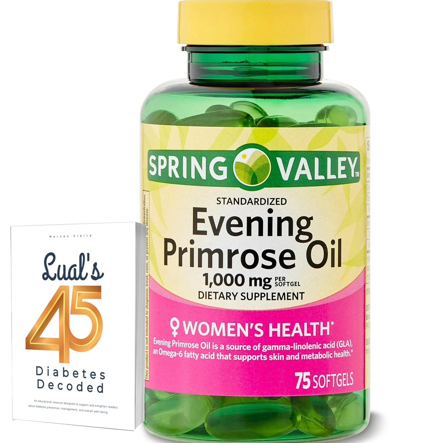 LUAL Evening Primrose Oil Softgels, 1000 mg, 75 Count
