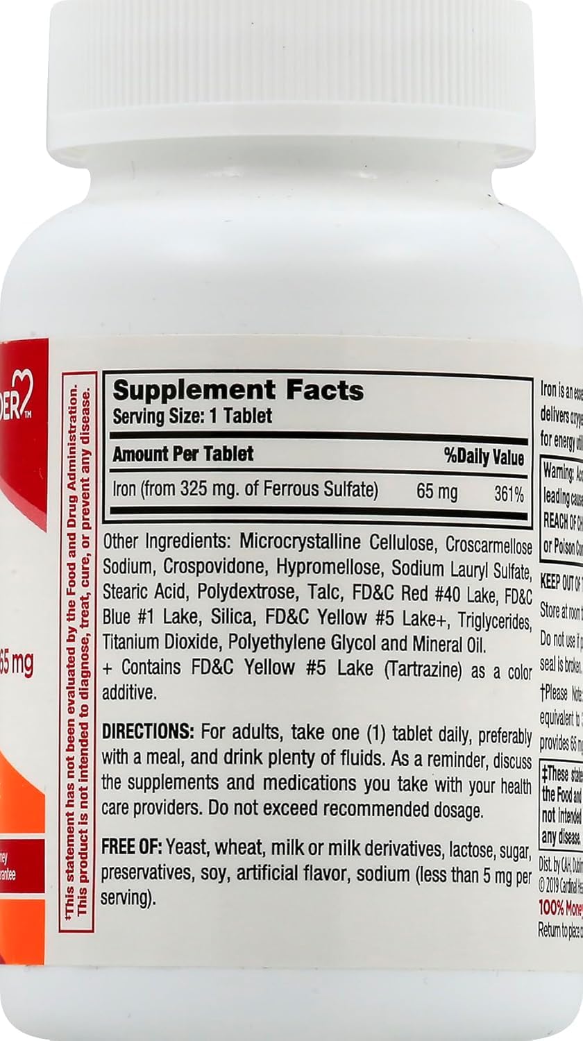 Leader Ferrous Sulfate 65mg Tablets 200 Count