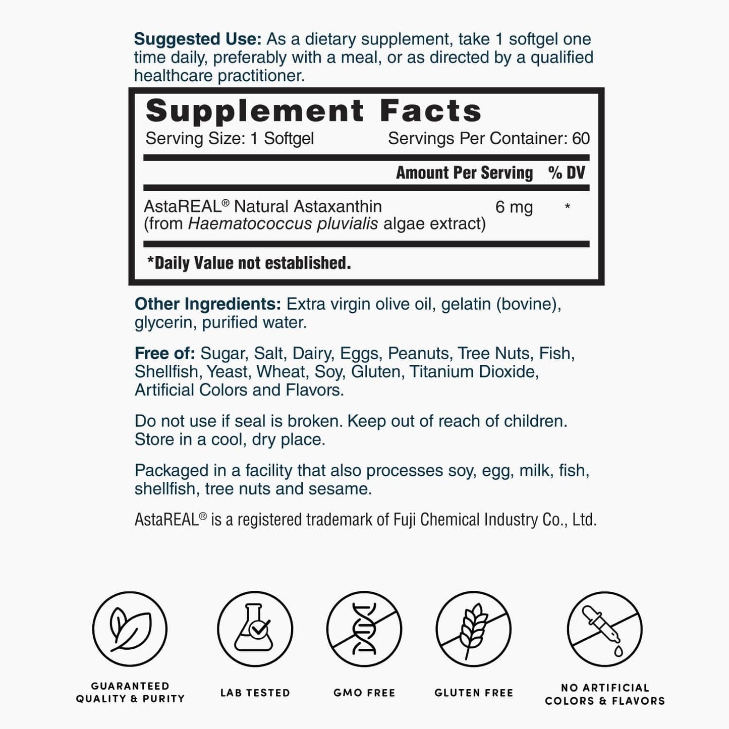 Nature's Lab AstaREAL Astaxanthin 6mg Capsule, 60 Count