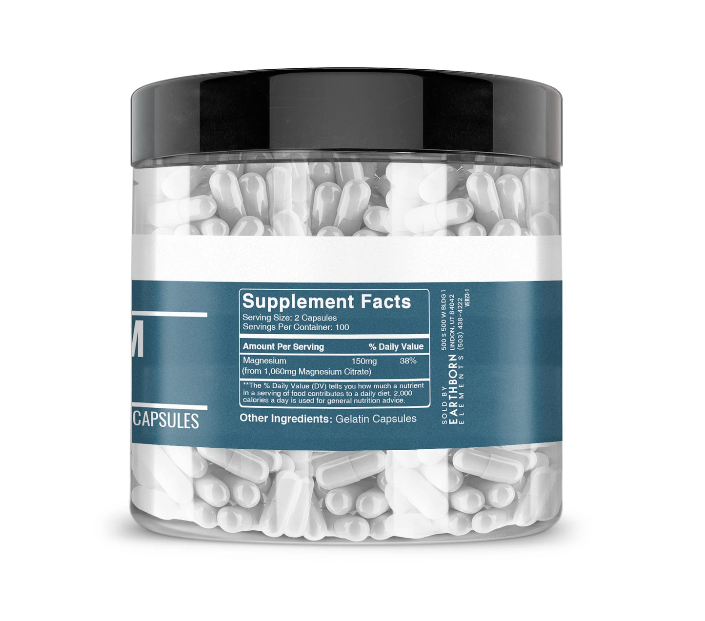 Earthborn Elements Magnesium Citrate Capsules, 200 Count