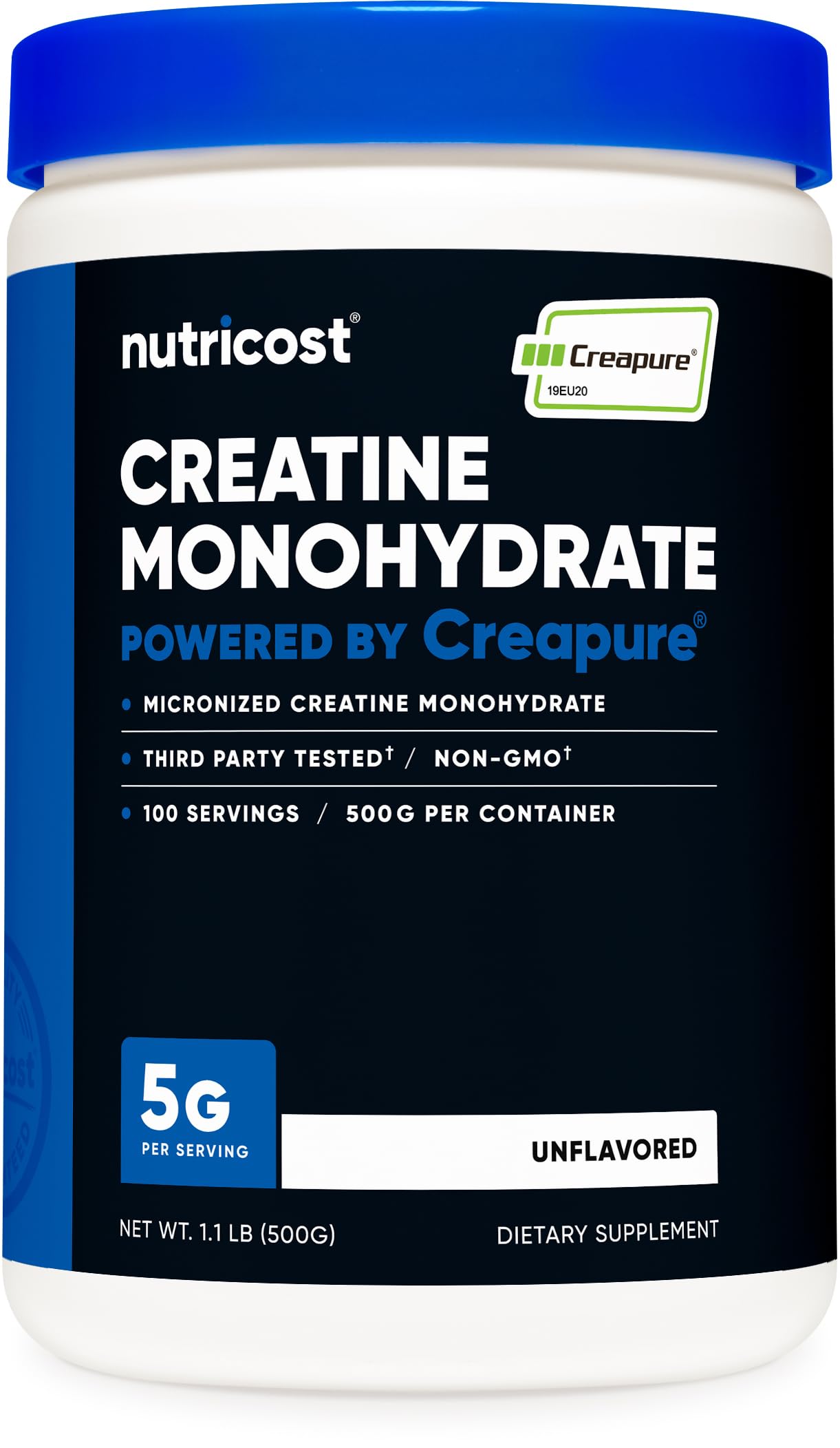 Nutricost Creapure® Creatine Monohydrate Powder 17.637 oz