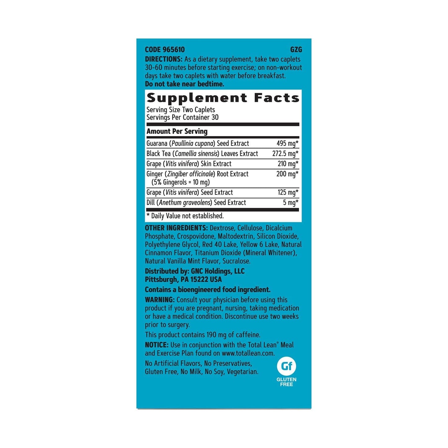 GNC Total Lean Burn Caplets 30 Count