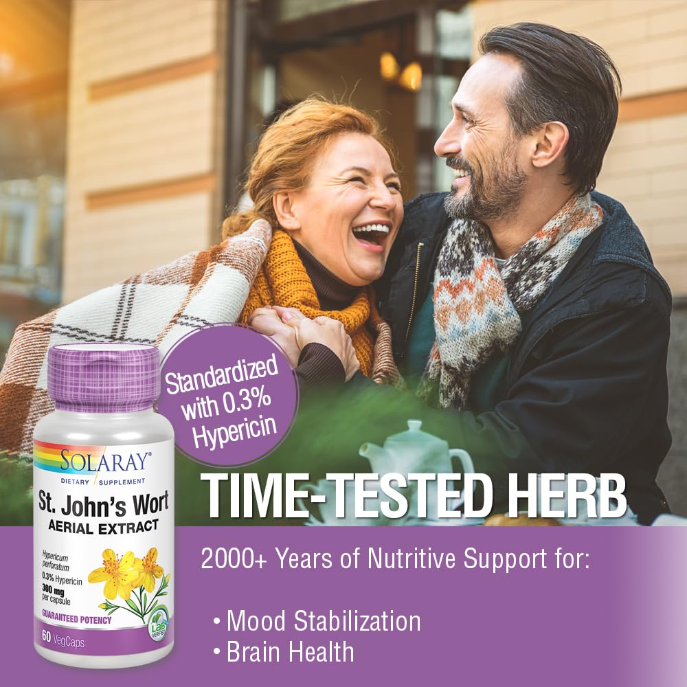 Solaray St Johns Wort Aerial Extract 300 mg Capsule, 60 Count