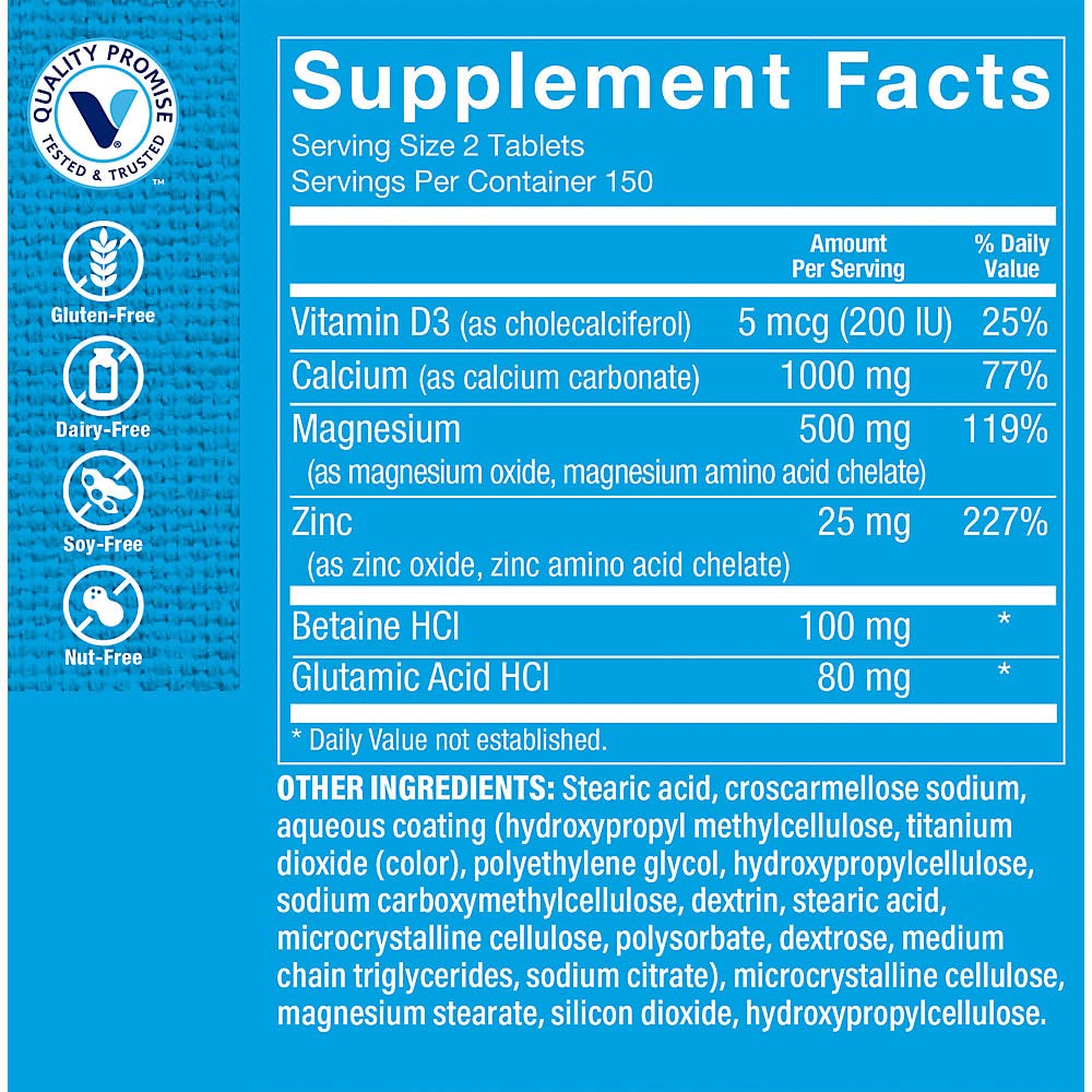 The Vitamin Shoppe Calcium-Magnesium-Zinc with Vitamin D - Bone Immune & Cellular Health, 300 Tablets
