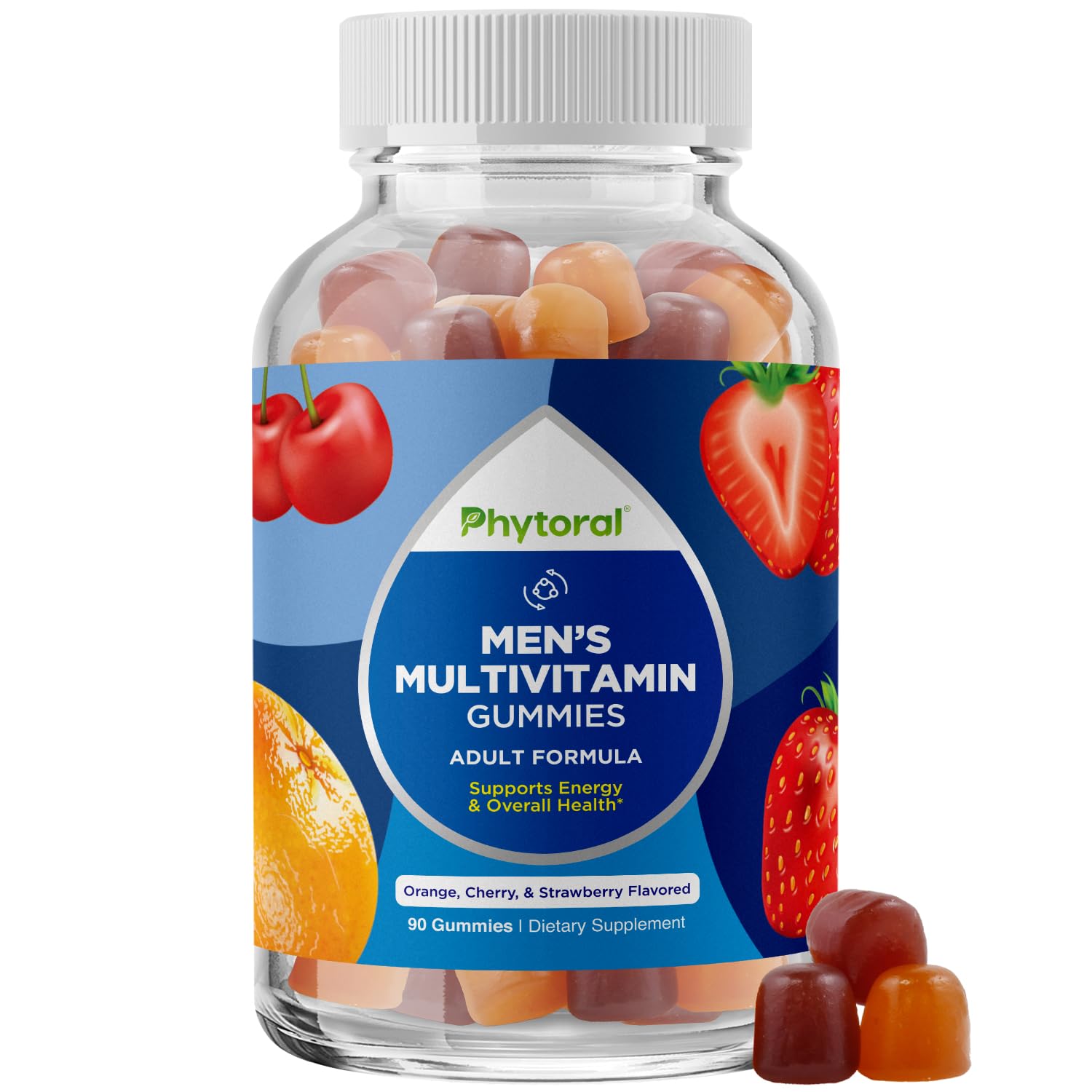 Phytoral Natural Multivitamin for Men Gummies with Zinc, Vitamin D, C, A & Biotin B6 B12 Full Health Supplement, 90 Count