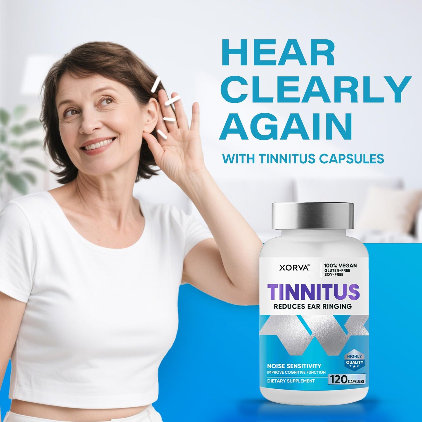 XORVA Tinnitus Relief for Ringing Ears 120 Capsules