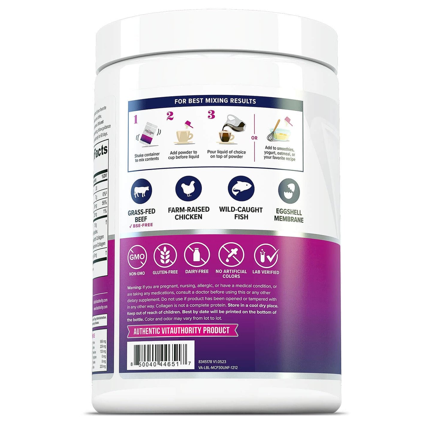 Vitauthority Multi Collagen Peptides Powder for Women, 8.26 Ounce