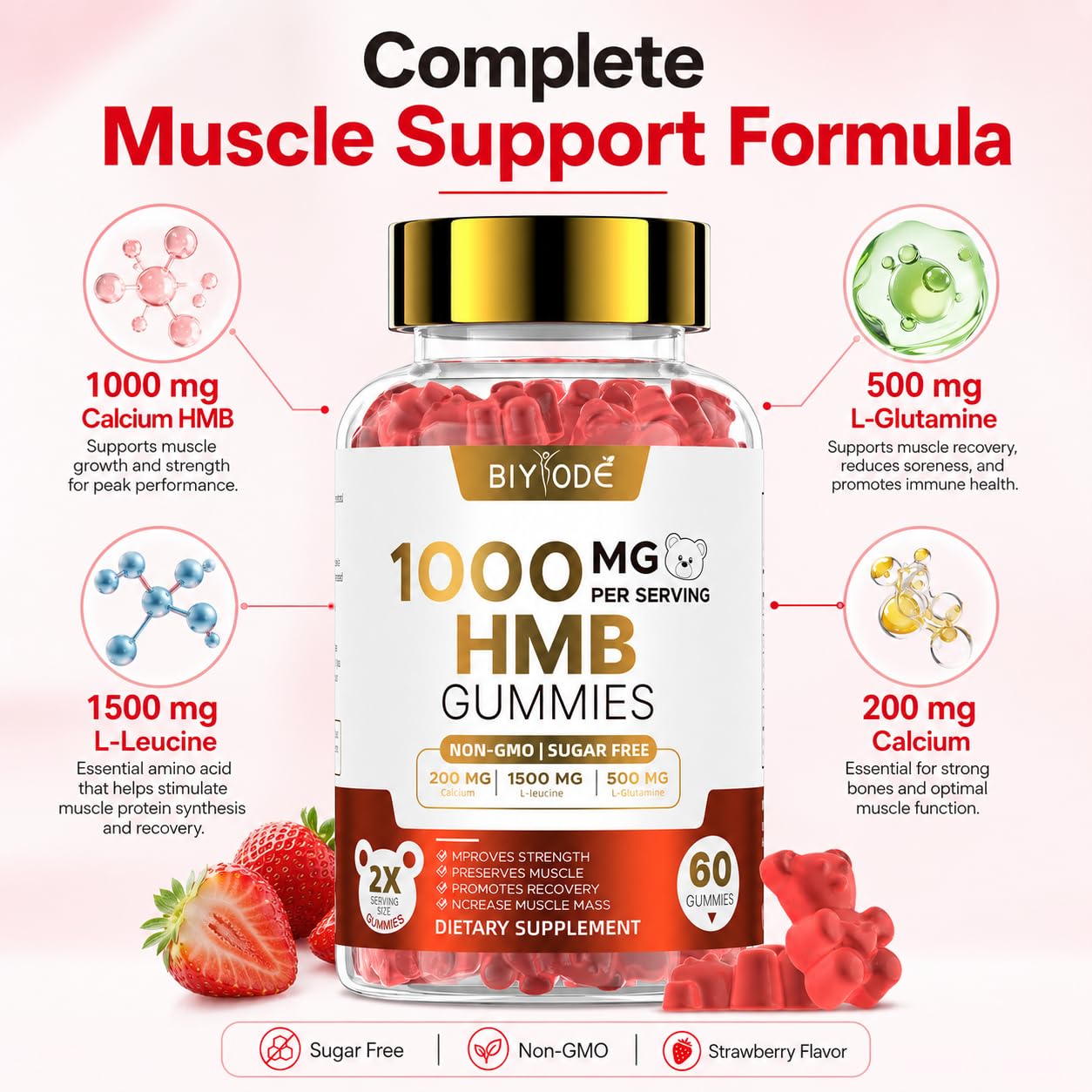 BIYODE HMB Gummies for Women, 60 Gummies