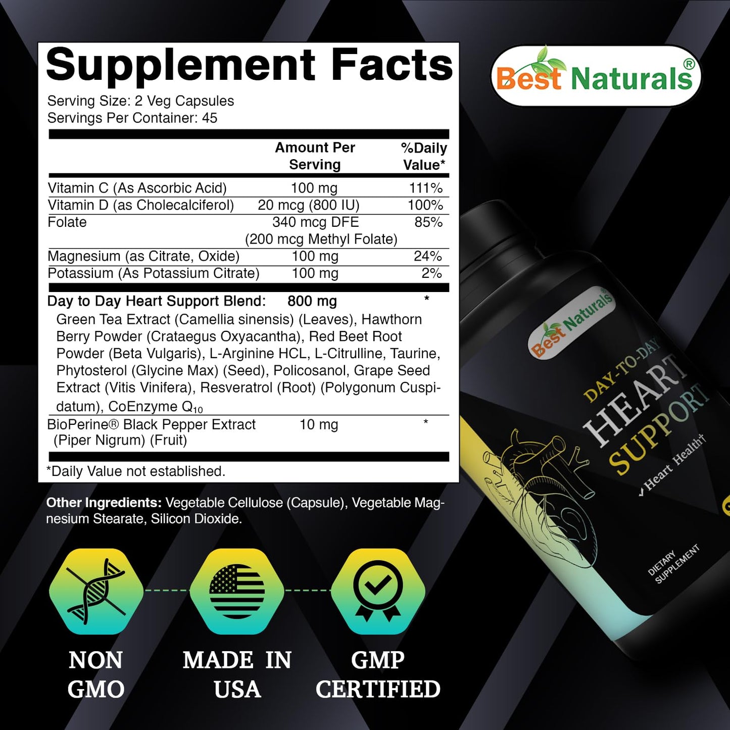 Best Naturals Day-to-Day Heart Health Support Capsules, 90 Count