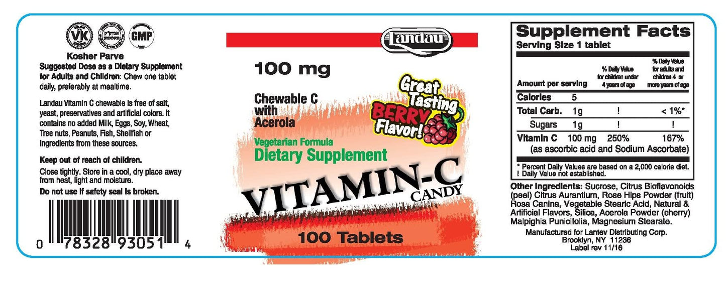 LANDAU Vitamin C 100mg Tablet, 100 Tablets