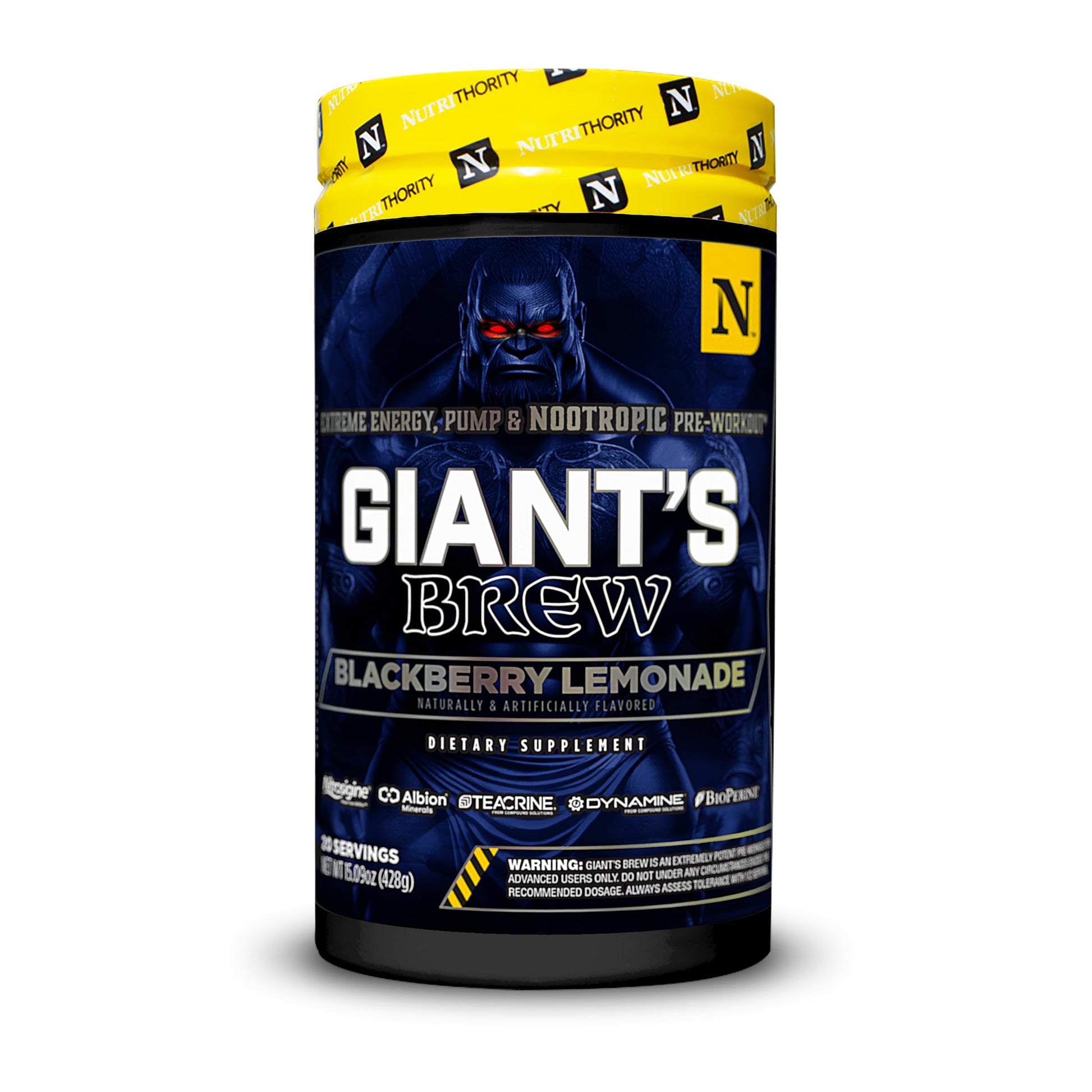 Nutrithority Giant’s Brew Advanced Pre Workout Powder, Blackberry Lemonade, 19 Ounce