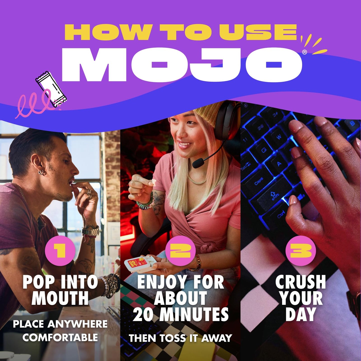 MOJO Energy 50mg Caffeine Pouches Capsule 15 Count