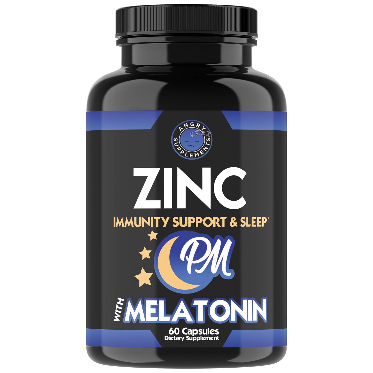 Angry Supplements Just Pure Zinc, Magnesium & Vitamin B6 Capsules 120 Count