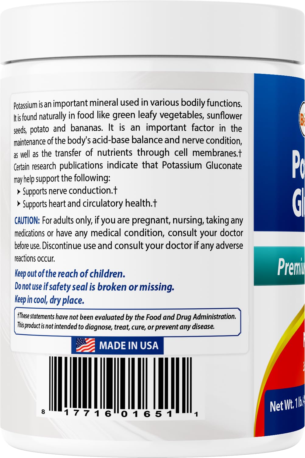 Best Naturals Potassium Gluconate Powder, 48
