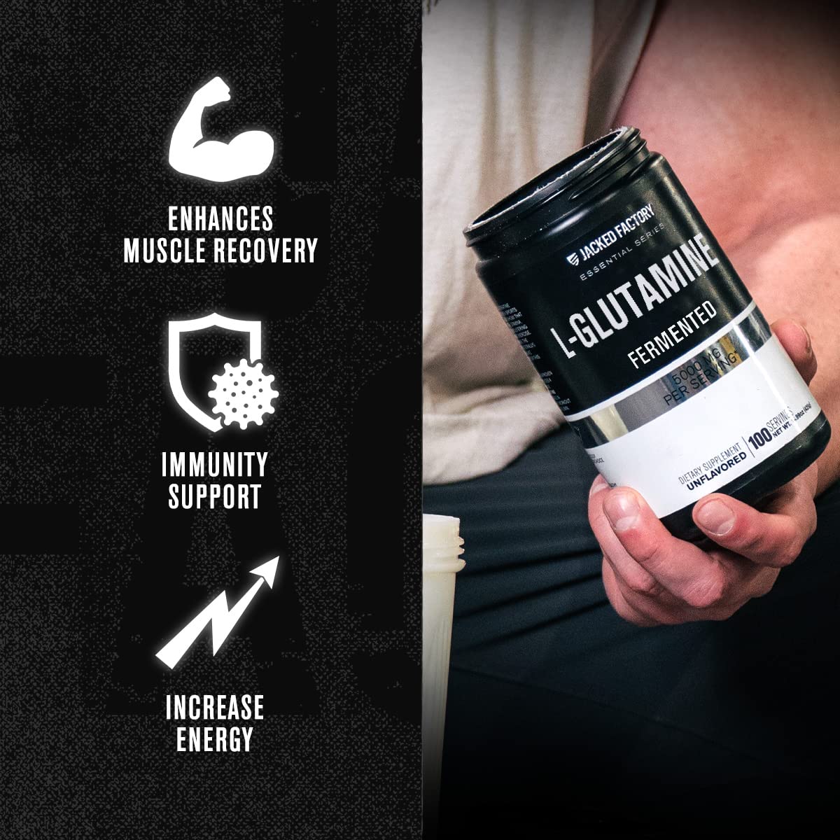 Jacked Factory L-Glutamine Powder 100 Servings