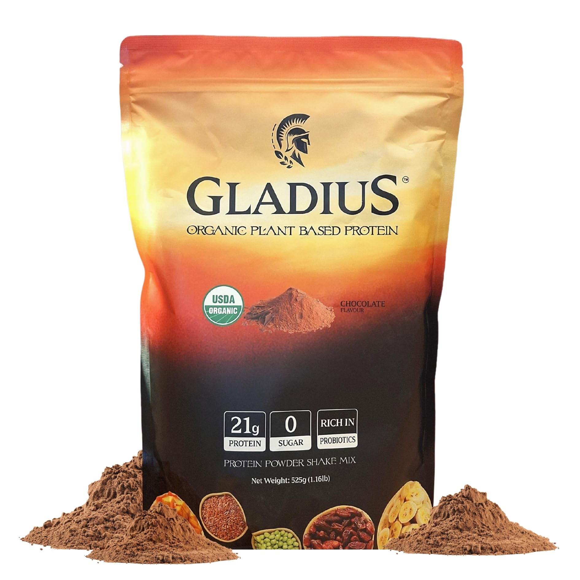 GLADIUS Organic Plant Based Protein Powder Chocolate 19 Servings