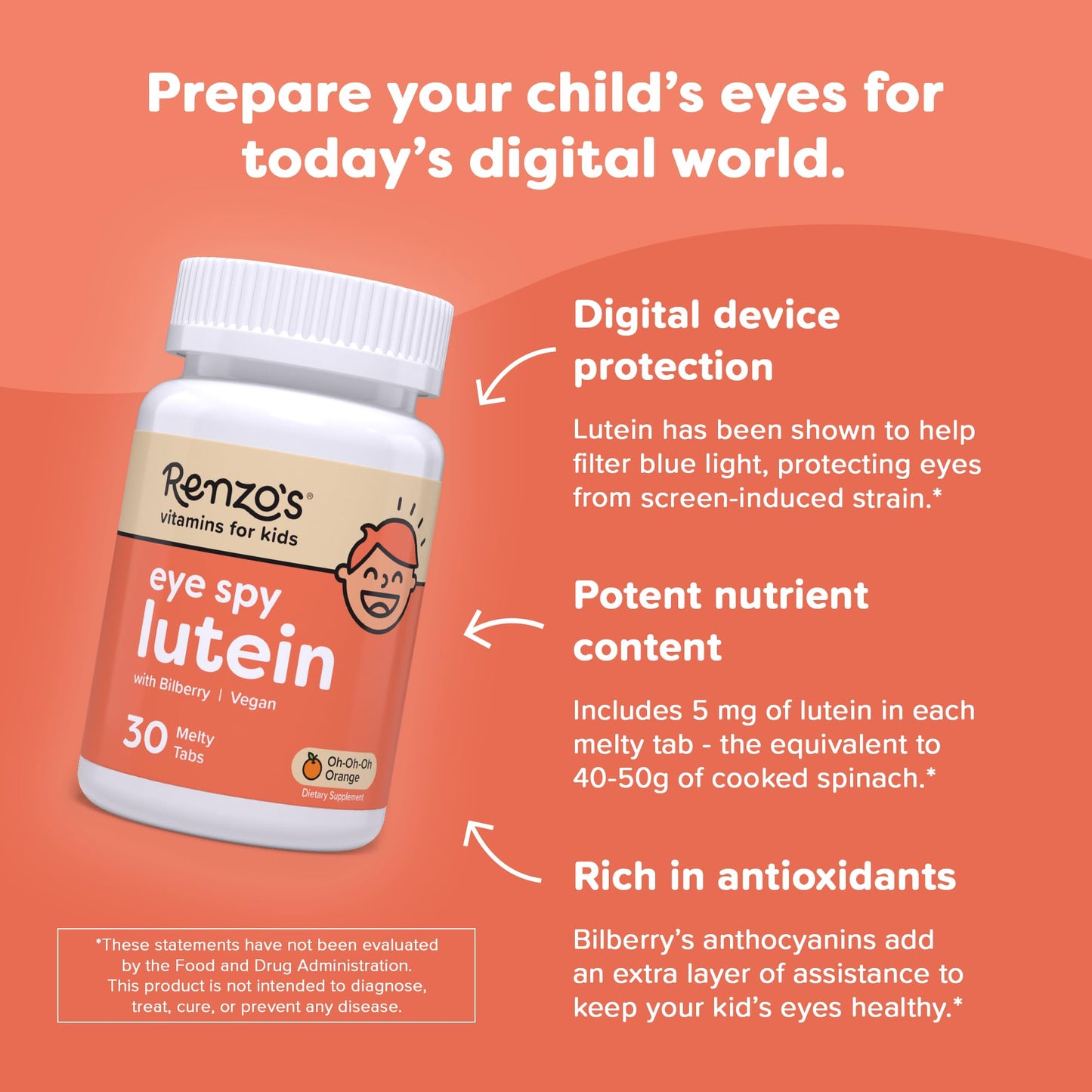 Renzo's Eye Spy Lutein with Bilberry Extract Tablet, 30 Tablets