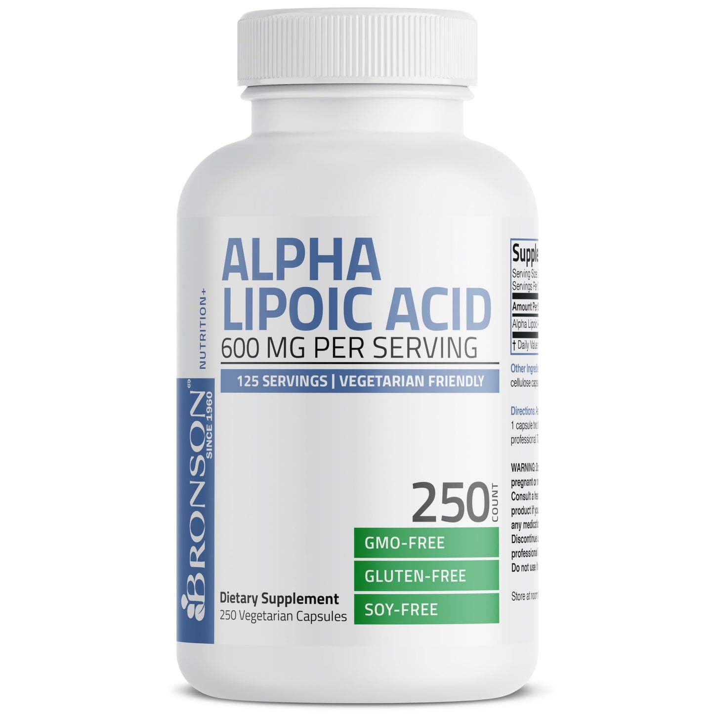 Bronson Alpha Lipoic Acid 600 mg Glucose Metabolism Support Capsules, 250