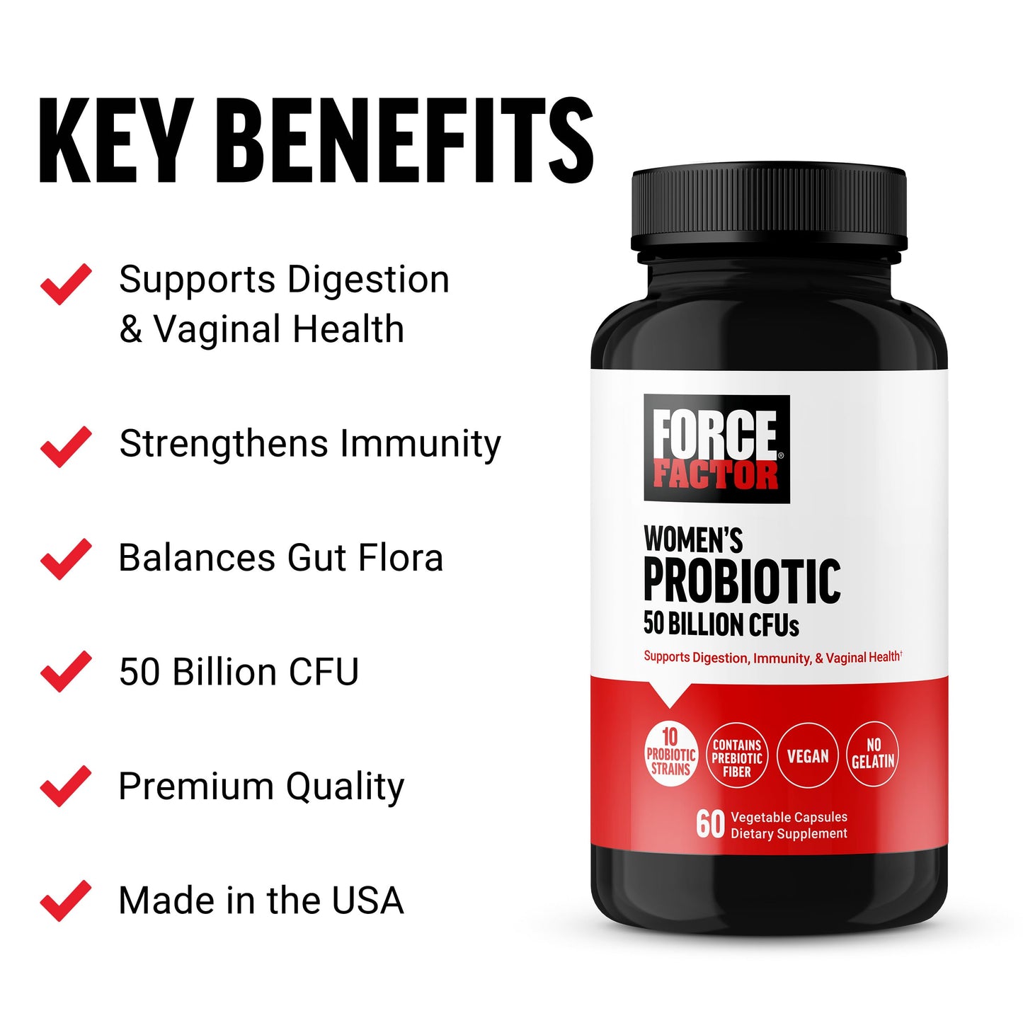 Force Factor Probiotic for Women 50 Billion CFU Capsule, 60 Count
