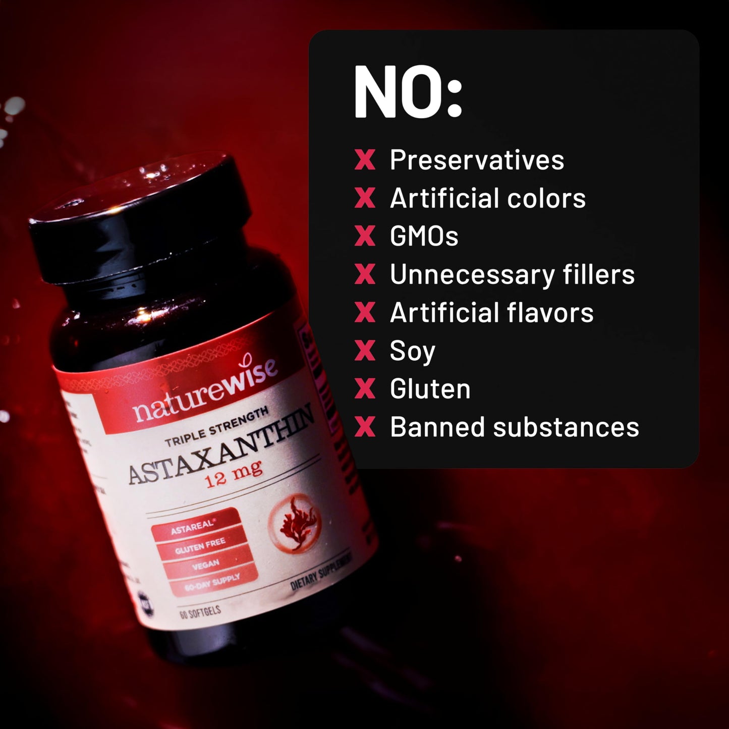 NatureWise Triple Strength Astaxanthin 12mg with AstaReal Softgels 60 Count