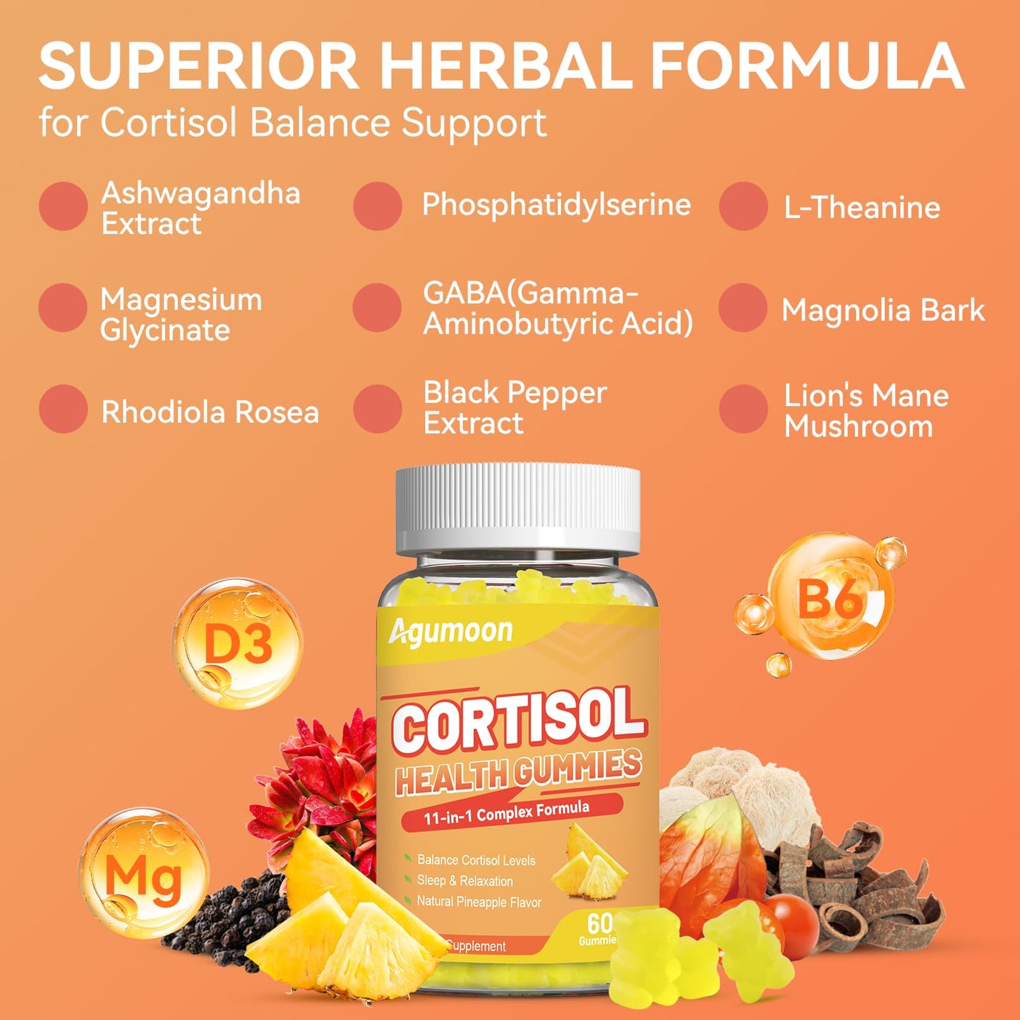 Agumoon Cortisol Gummies for Women, 120 Gummies