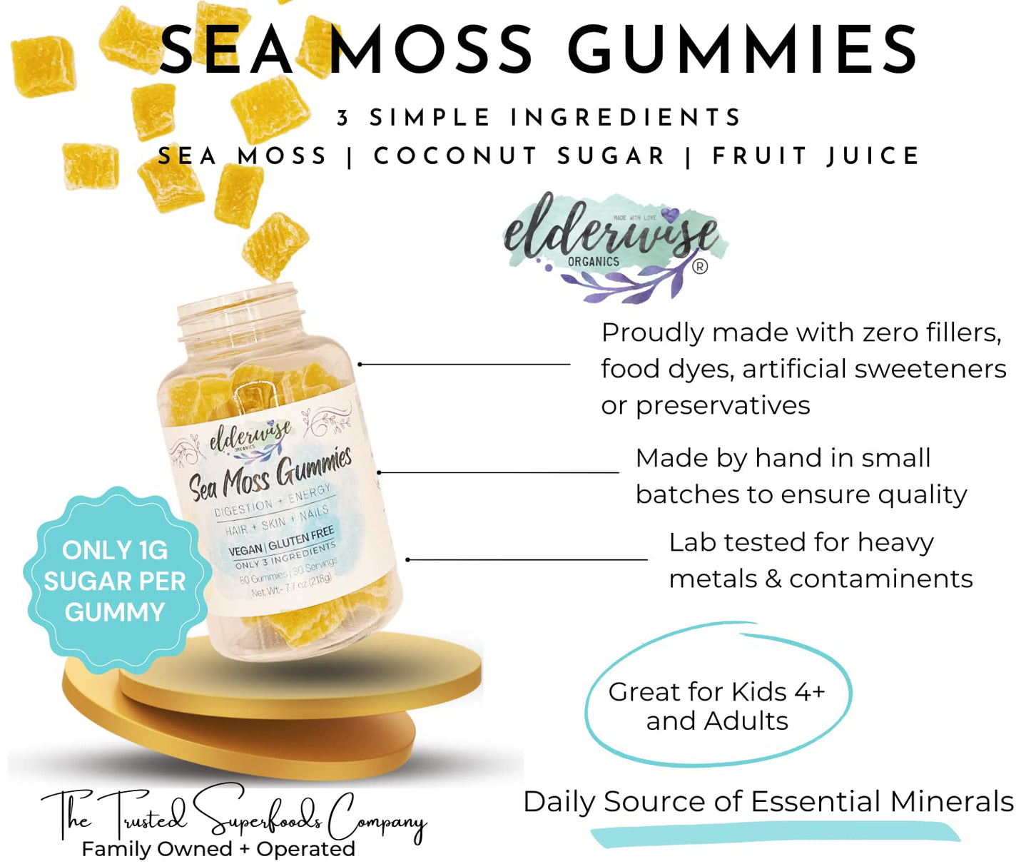 Elderwise Organics Made With Love Sea Moss Gummies Chewable, 1 Count