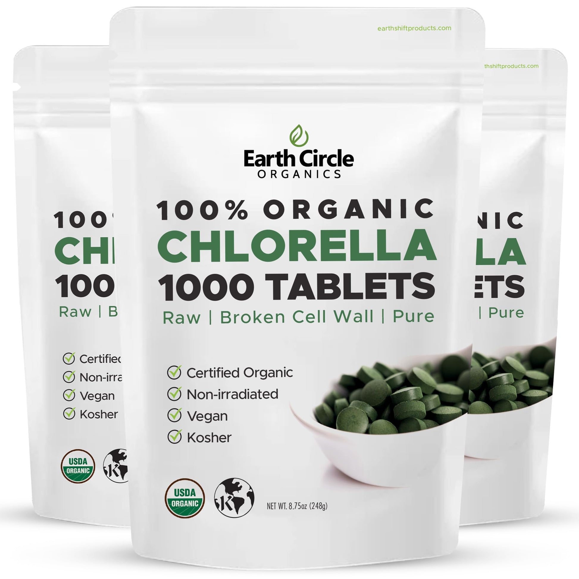 Earth Circle Organics Organic Chlorella Tablets 1000 Tablets