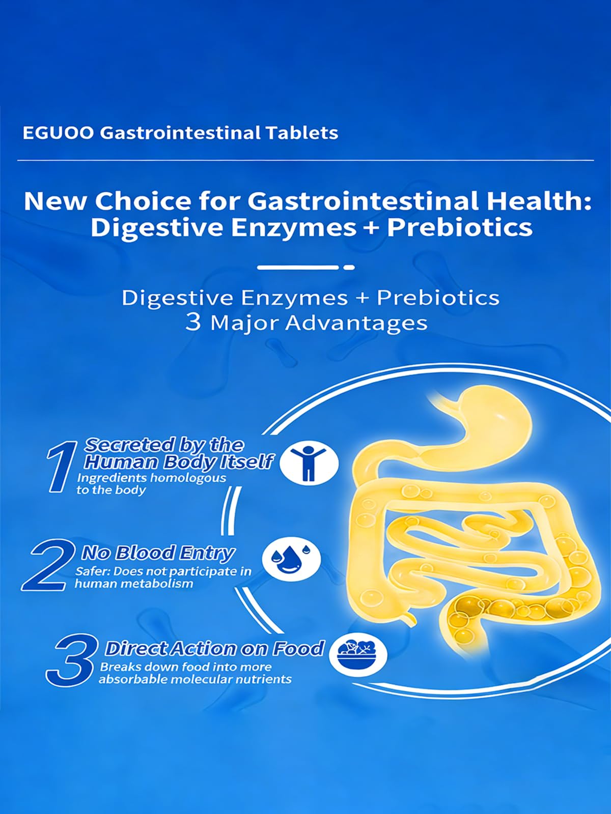 EGUOO Digestive Enzyme Complex with Lion’s Mane Mushroom Powder – L-Glutamine 1000mg, DigeZyme Multi-Enzyme, Zinc L-Carnosine, Multi-Prebiotic Complexes – Gut Health Supplement, 30 Tablets
