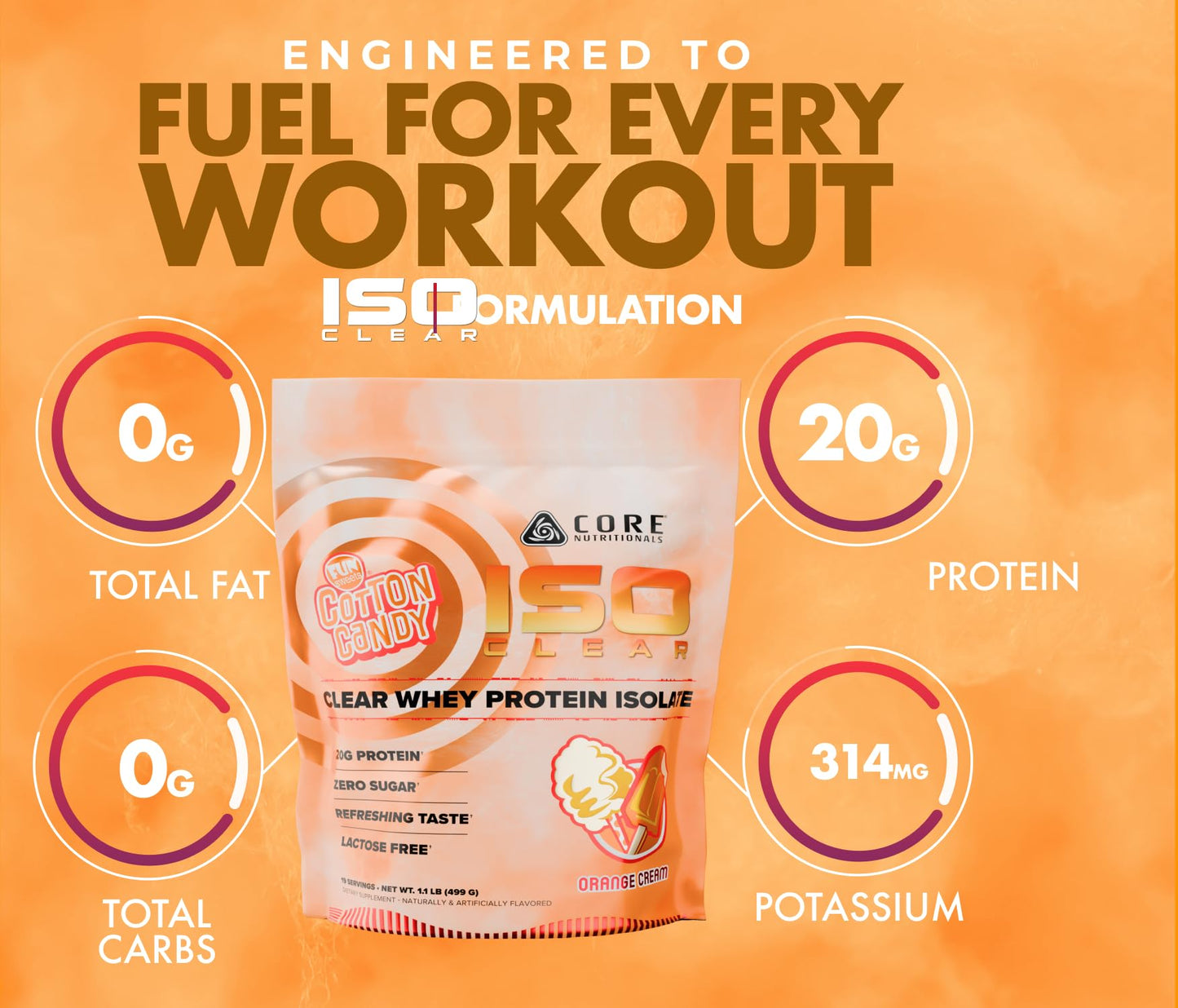 Core Nutritionals Iso Clear Whey Protein Isolate Powder 17.6 oz