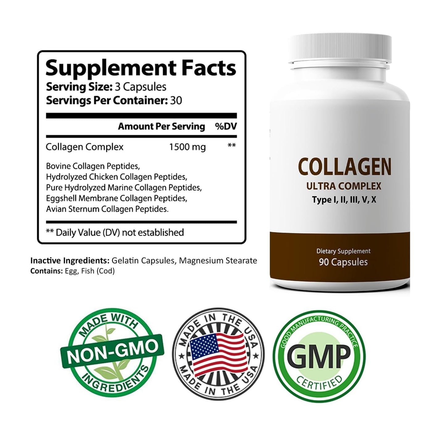 StarPass Labs Ultra Premium Multi Collagen Capsules, 90 Count