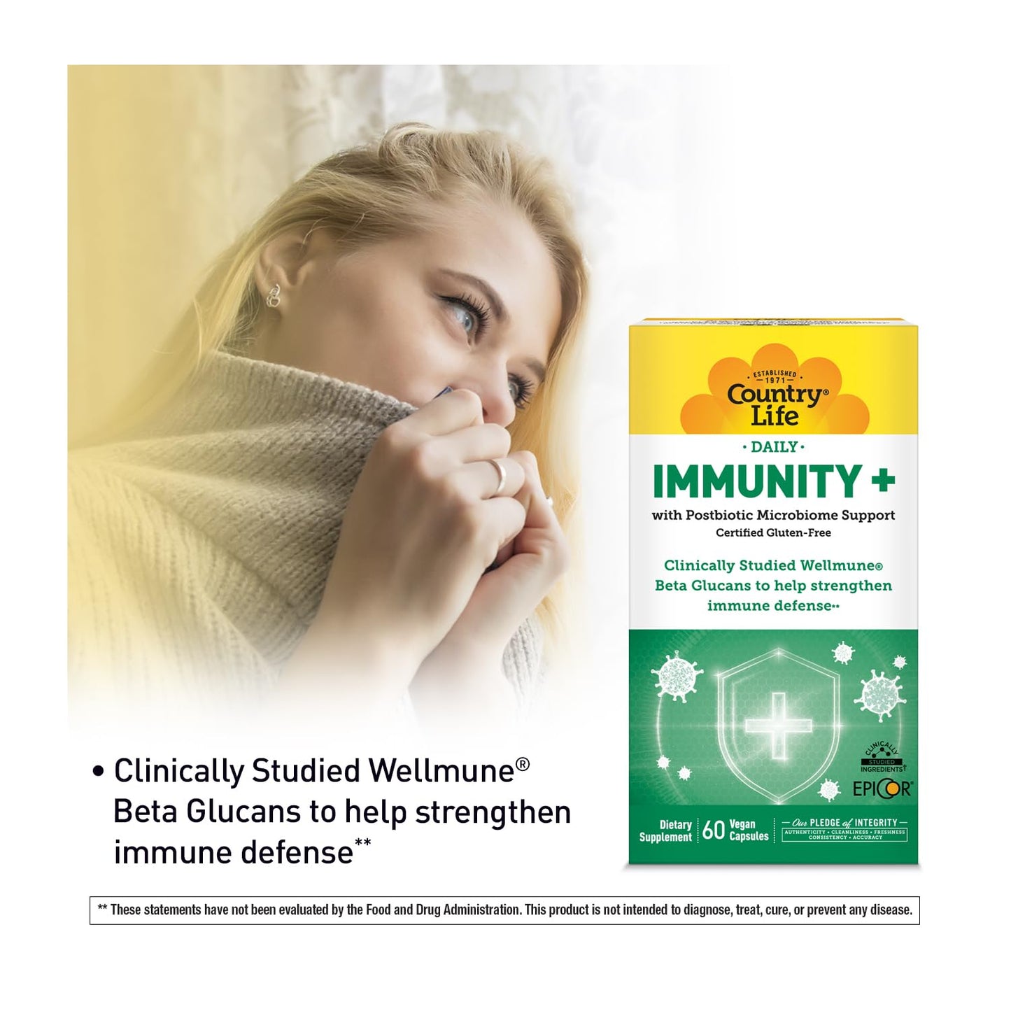 Country Life Immunity+ Supplement Capsule 60 Count