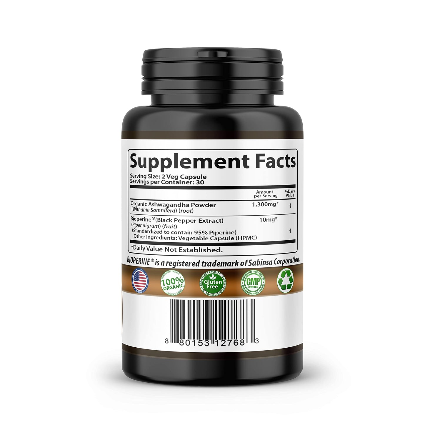SMSHEALTHPRODUCTS.com Ashwagandha with Black Pepper Capsules 60 Capsules
