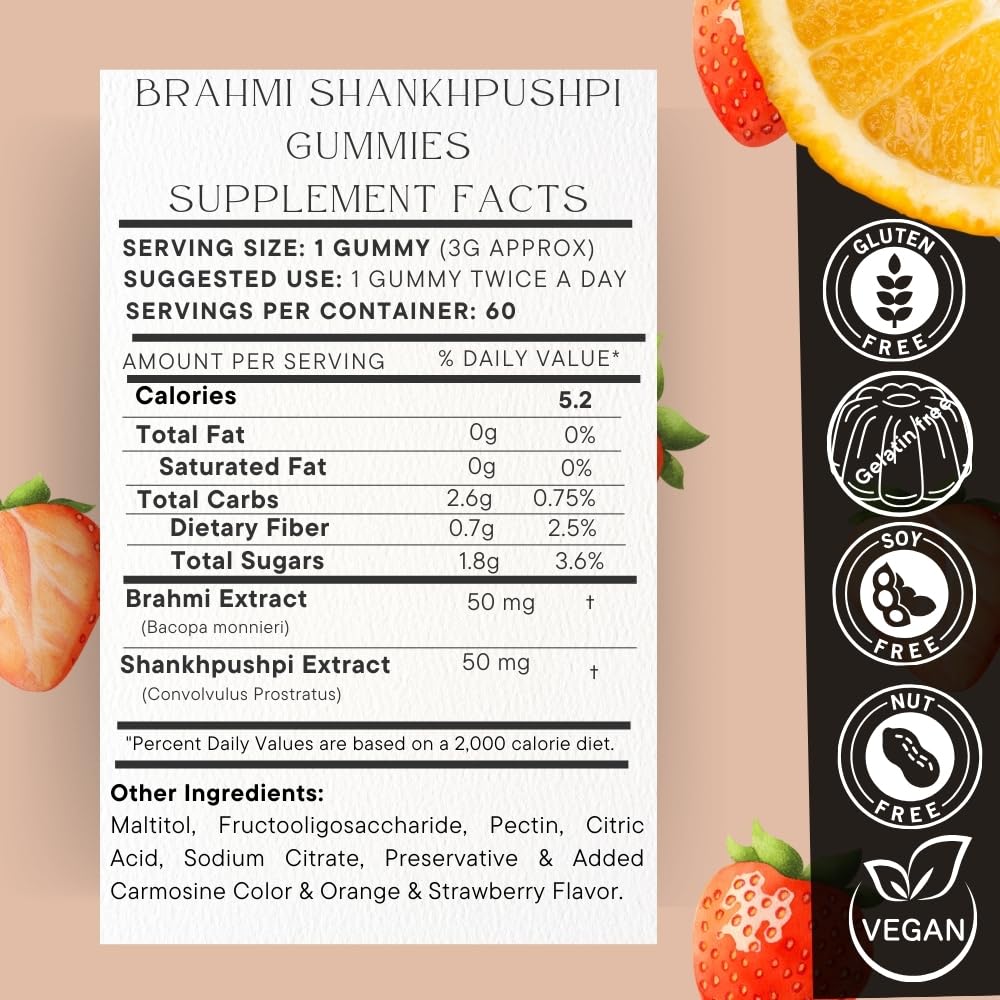 SOHM ADDS LIFE TO LIVES Brahmi and Shankhpushpi Gummies 60 Count