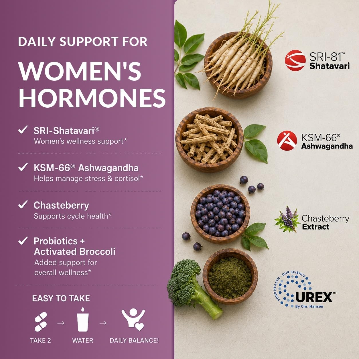 Weider Hormone Balance for Women with SRI-81 Shatavari, Chasteberry, Vitamins & Probiotics Supports Energy, Stress, Cycle Symptoms, and Vaginal Health Capsules 60 Capsules