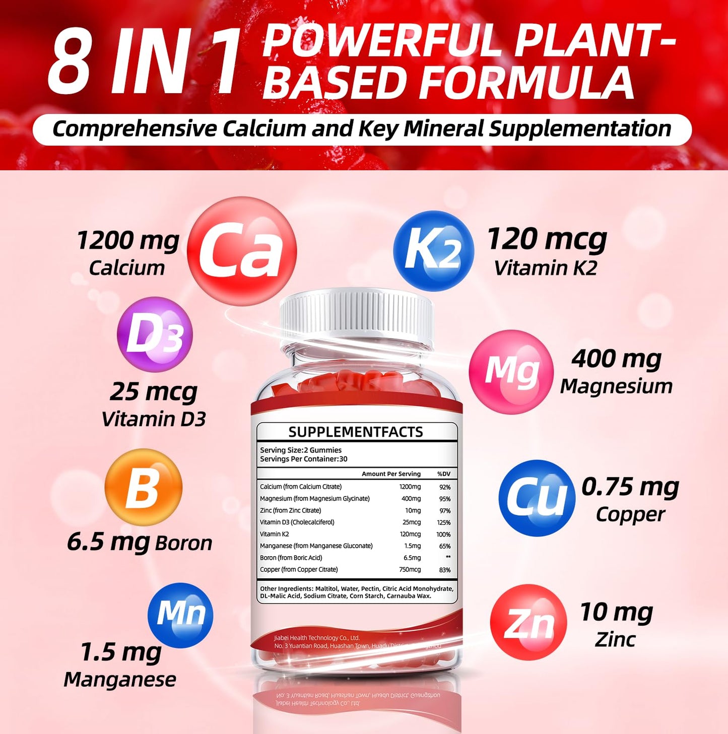 DONYU Calcium Citrate 1200mg Gummies with Vitamin D3, 60 Count