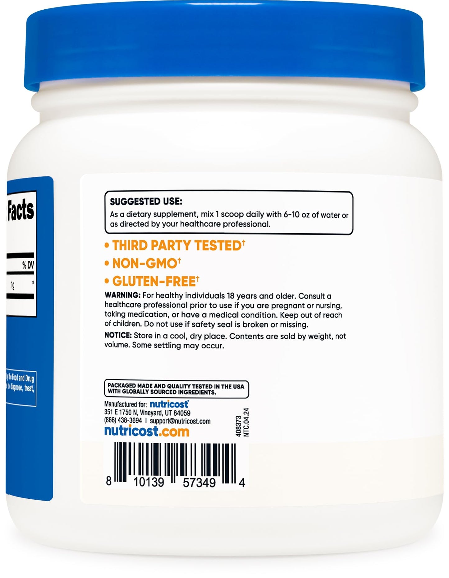 Nutricost L-Lysine Powder 1.1 Pound