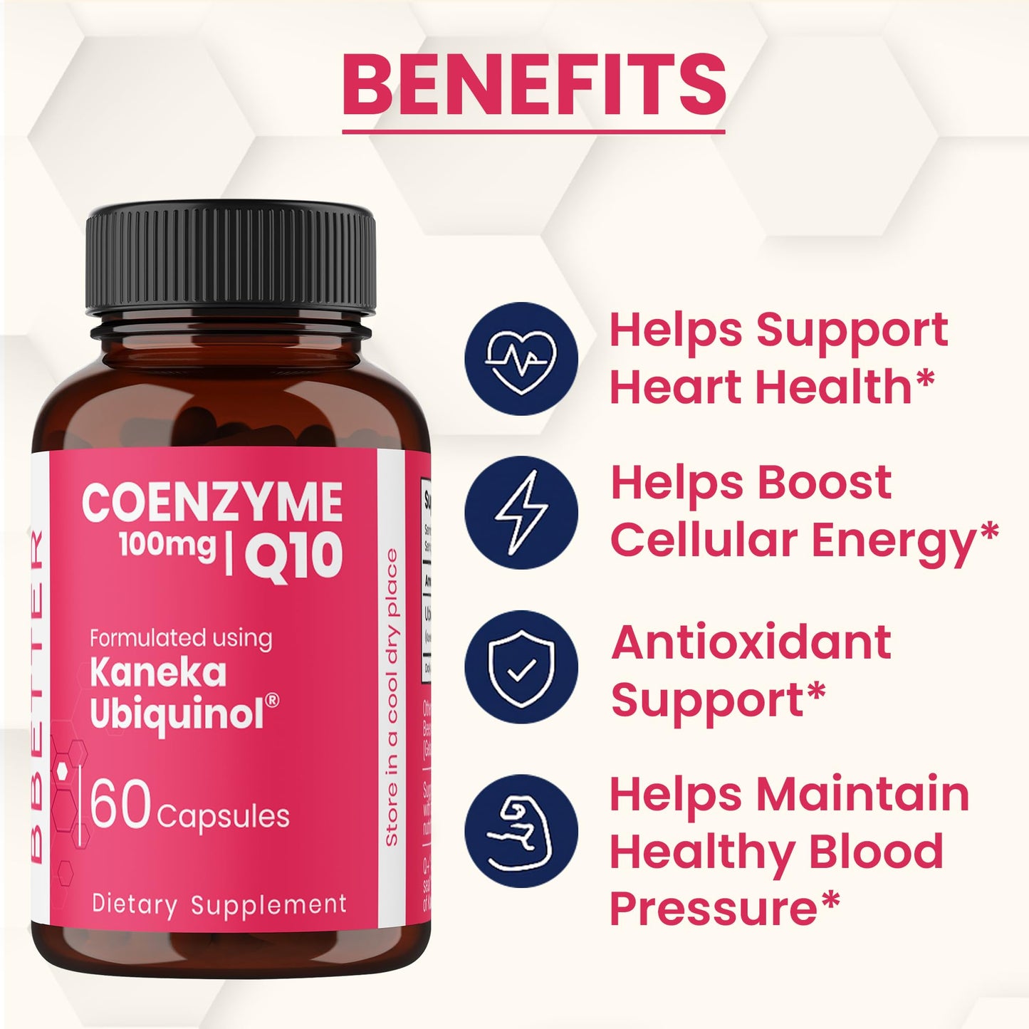 BBETTER CoQ10 100 mg with Kaneka Ubiquinol, Active Form of Coenzyme Q10 Softgels, 180 count