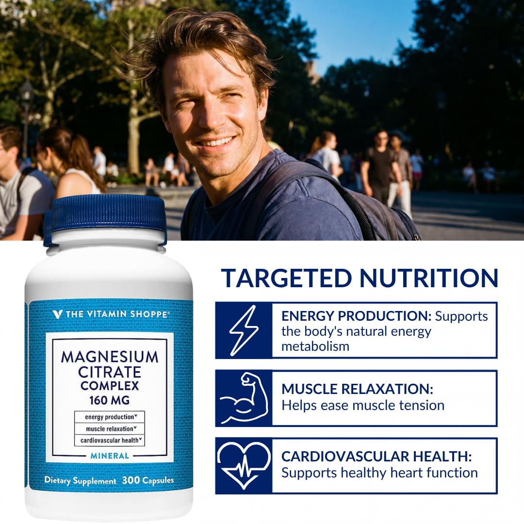 The Vitamin Shoppe Magnesium Citrate 160 mg Capsules 300 Count