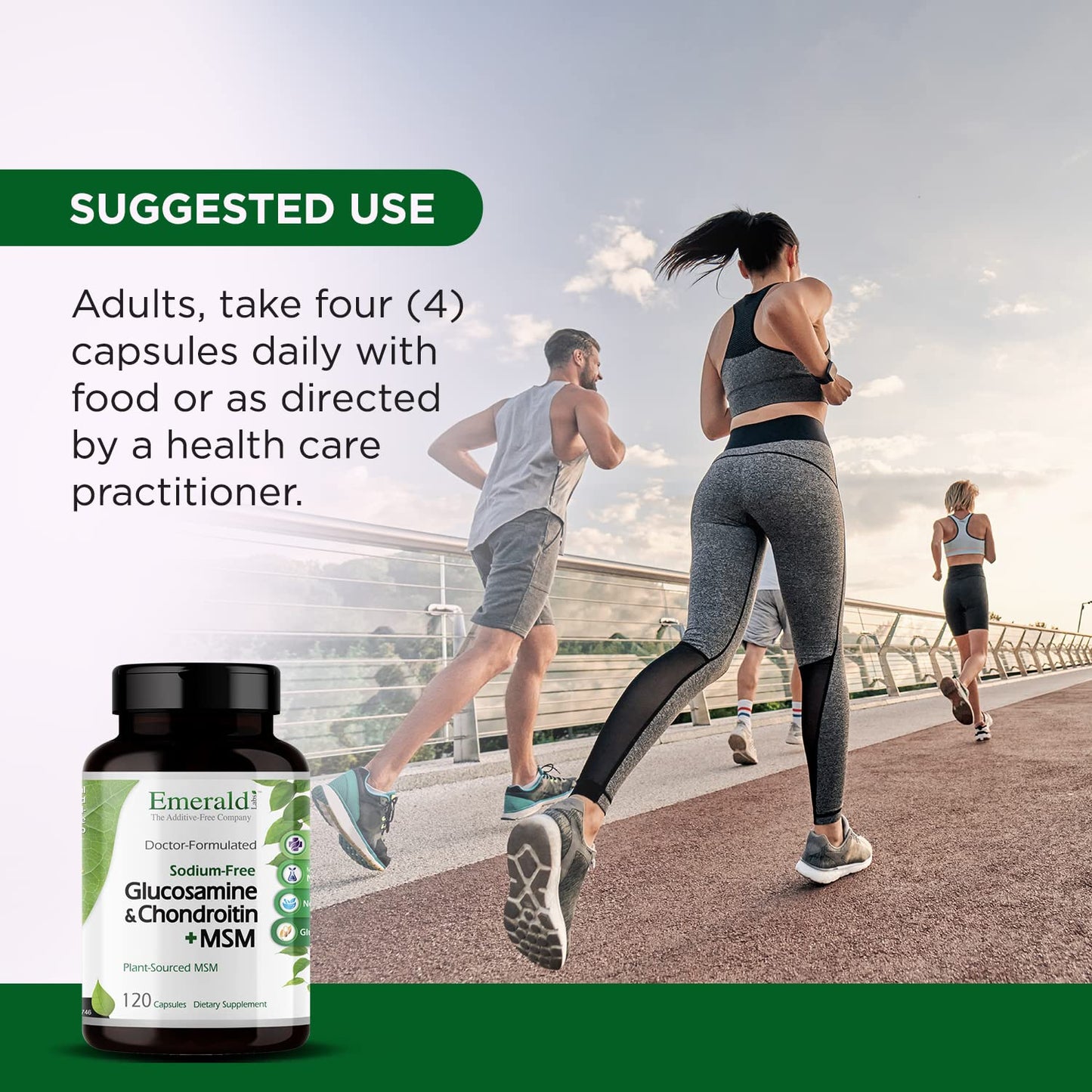 Emerald Labs Glucosamine & Chondroitin with MSM - Bone Health & Joint Health Supplement - Gluten-Free 120 Capsules