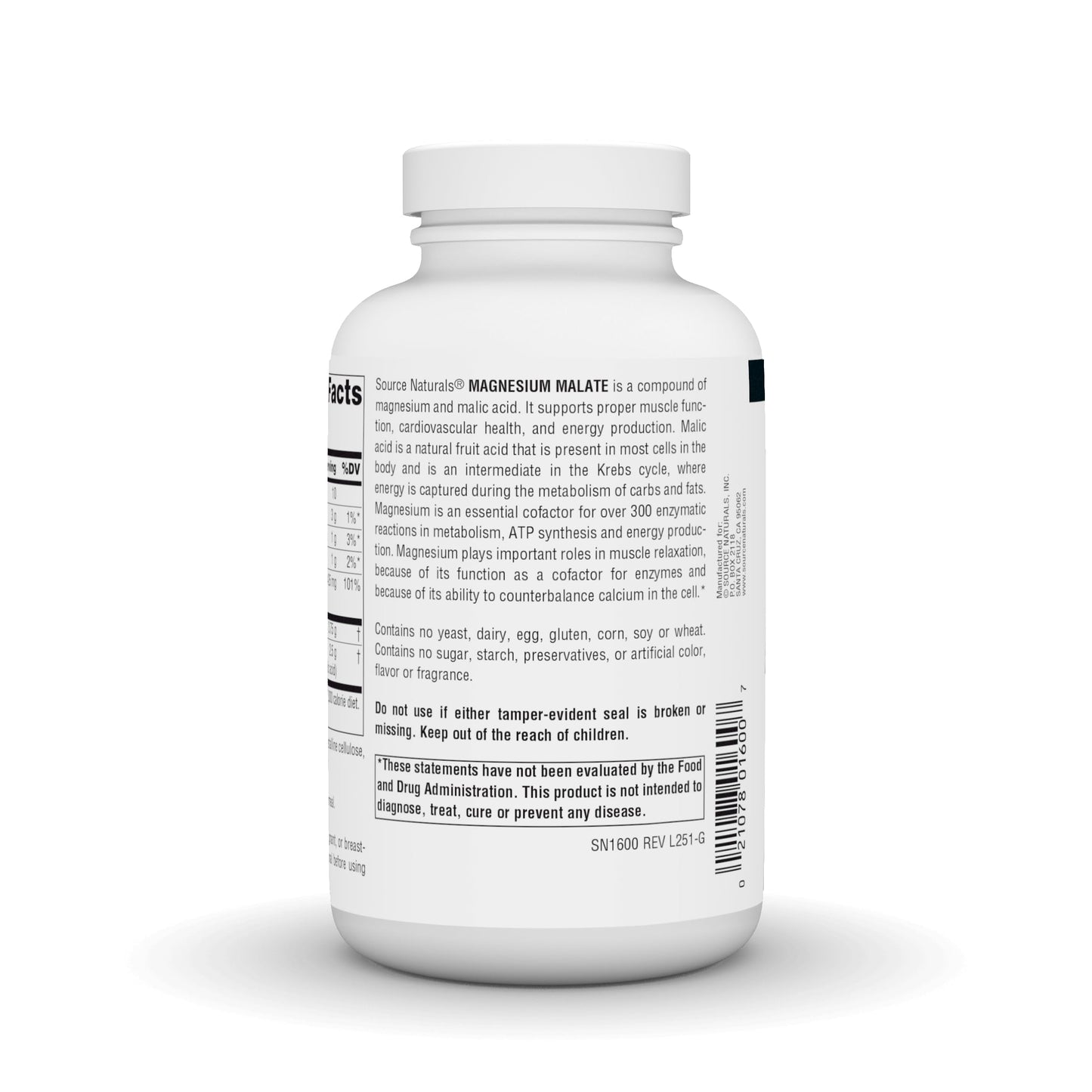 Source Naturals Magnesium Malate Capsules, 3750 mg, Supports Muscles and Energy Production, 200 Capsules