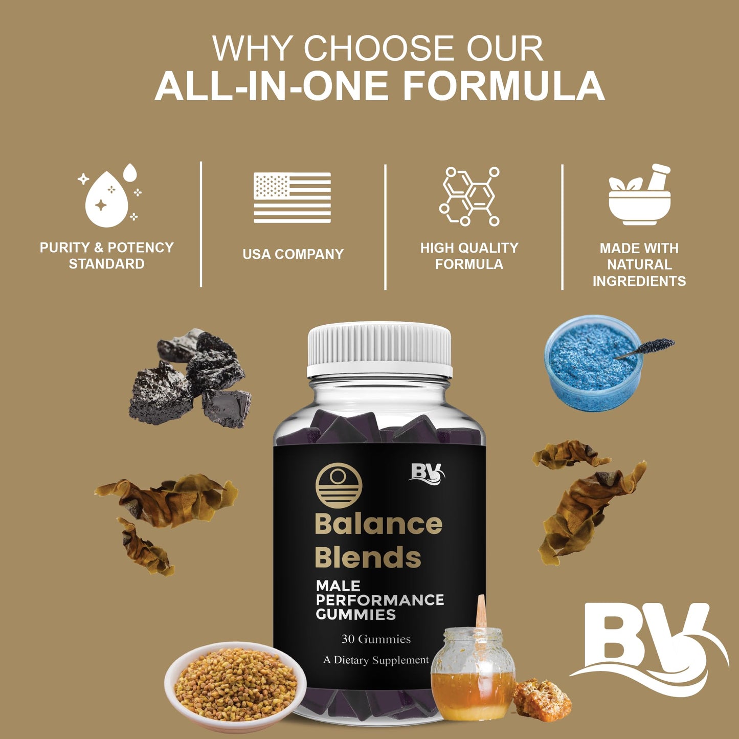 BLUE VIBE Balance Blends Premium Performance Formula Gummies 30 Gummies