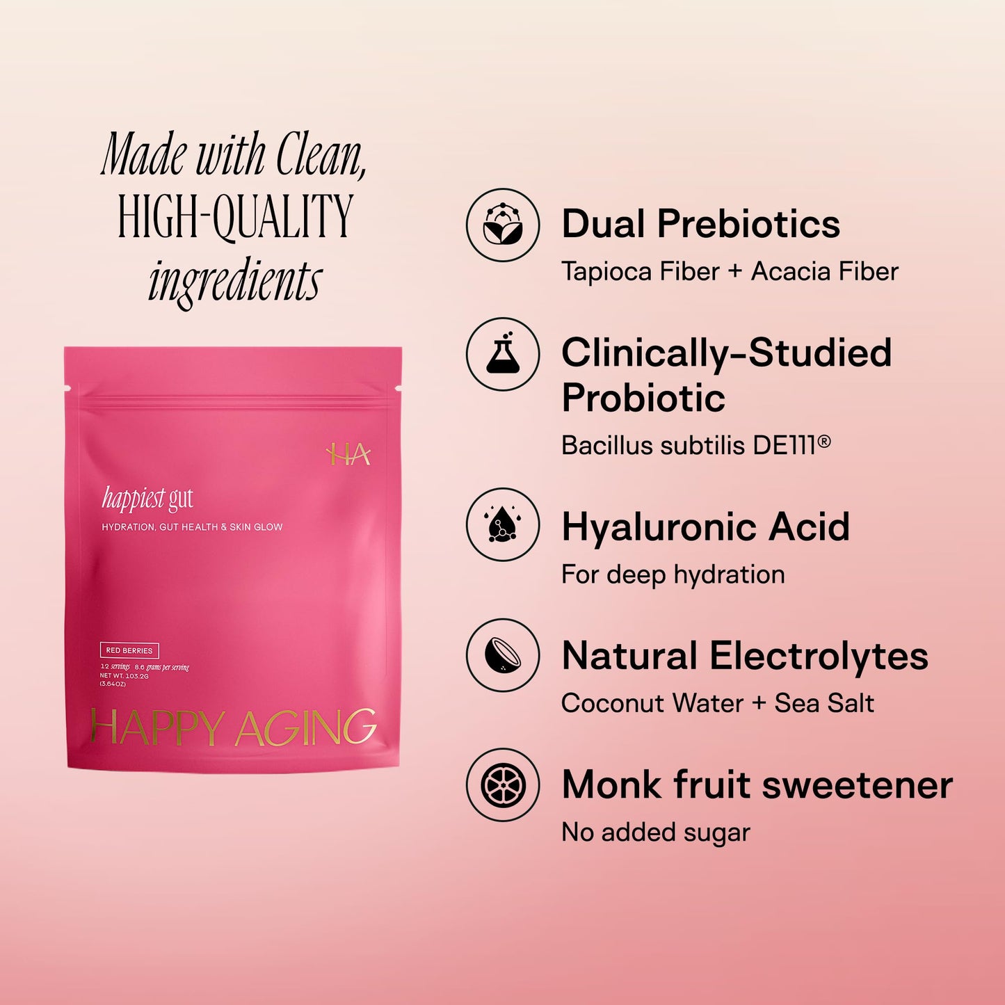 Happy Aging Electrolytes Powder Packets for Women 3.65 Ounce