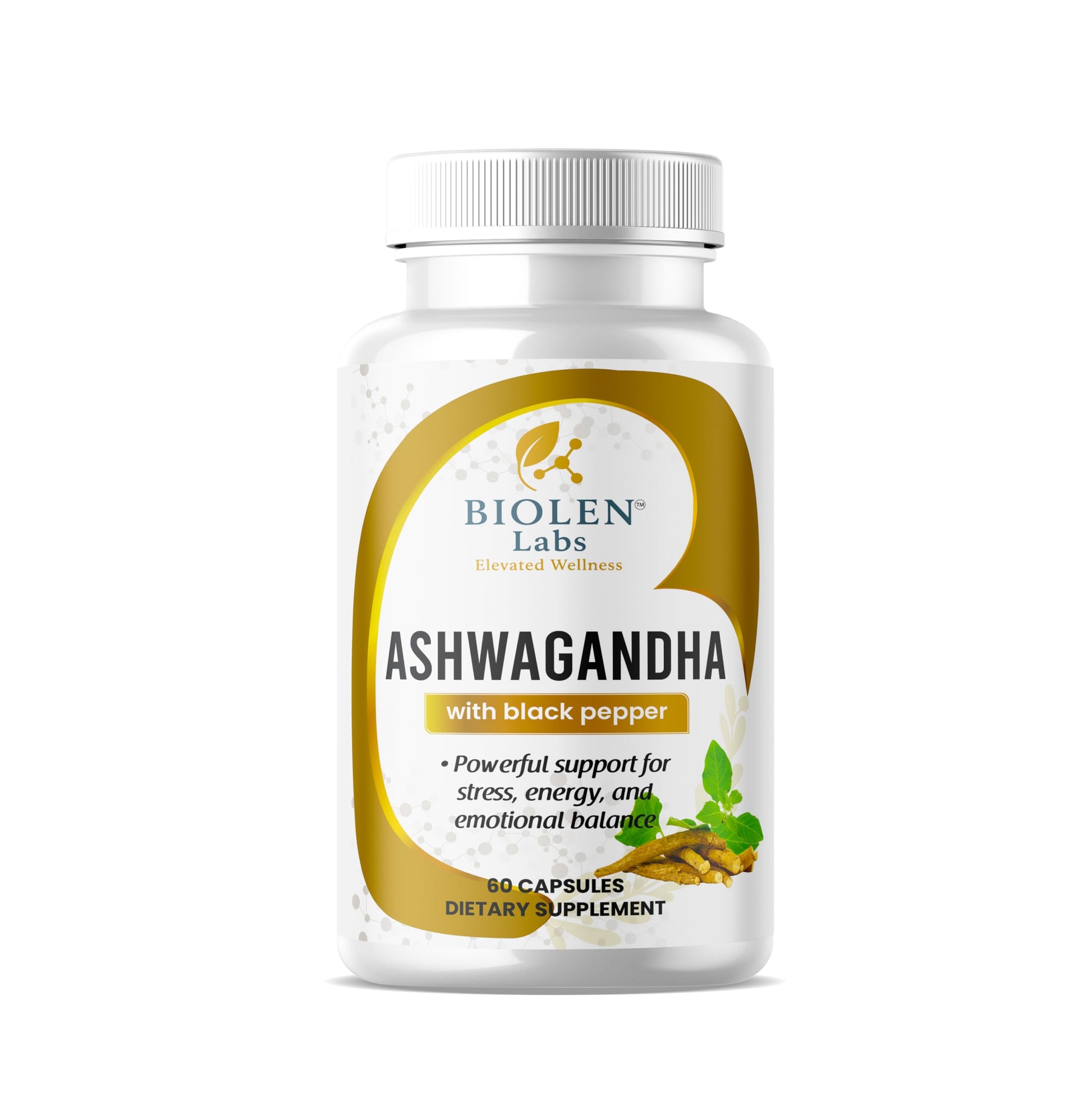 Biolen Labs Elevated Wellness Ashwagandha Extra Strength with Black Pepper 1300mg Capsules, 60 Count